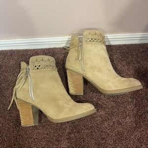 Beige Western Tassel Booties